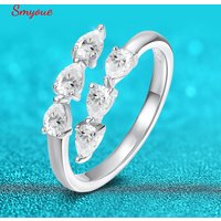 Smyoue Test Passed 3*4MM Moissanite Rings for Women Lab Diamond Wedding Band 925 Sterling Silver Female Crown Single Tail Ring