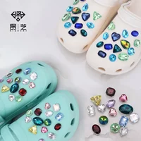 DIY Colored Diamond Crystal Shoe Buckle Charms Kids Party Gift Hole Shoe Charm Decoration Accessories