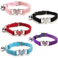 Safety Heart Bell Cat Collar Elastic Adjustable Adjustable Colored Diamonds Cat Collar Soft With Bell Dog Necklace Photo Props