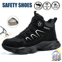 Work Boots Men Anti Smash Anti Piercing Steel Toe Safety Shoes Lightweight Breathable Work Boots Industrial Construction Boots