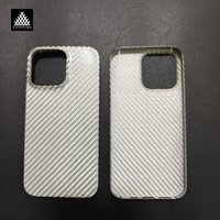 Glossy Silver Carbon Fiber Case for iPhone 16 15 13 14 12 Pro Max 12 13 mini 15+ Super Lightweight Protective Back Phone Cover