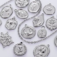 6pcs/Lot Stainless Steel Tulip Rose Flower Charms For Jewelry Making Necklace Earrings DIY Oil Drop Handmade Pendants Materials