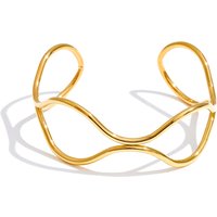 Yhpup 60mm 2025 Stainless Steel Double Layer Hollow Cuff Open Bracelet Bangle 16K PVD Plated Minimalistic Wrist Jewelry