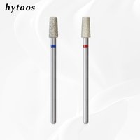 HYTOOS 4mm Tapered Cuticle Nail Bits 3/32'' Russian Diamond Under Nail Dead Skin Remover Safety Manicure Pedicure Tools