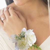 Multicolor Rose Wrist Flowers, Artificial Flower Wrist Accessories with Ribbons for Bridesmaids, Elegant Wedding/Prom Hand Flowers