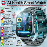 2026 New AI Health Watch ECG+PPG Heart Rate Blood Pressure Oxygen Uric Acid 2.0"AMOLED Bluetooth Call Fitness Tracker Smartwatch