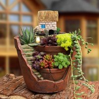 Pot à fleurs rond créatif nordique pour plantes succulentes, mini pot en résine à motif de dessin animé pour plantes succulentes