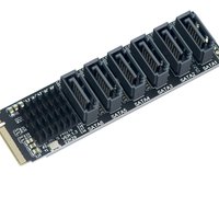M.2 NVME PCI-E PCIE X4 X8 X16 To 6 Port 3.0 SATA Adapter Card Riser III 6GB/S Chassis server PC Expansion+6PCS 3.0 SATA CABLE