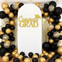 BlankGold Felt 'Congratus Grad' Sign Graduation Cap 2026 Graduation Party Decorations Backdrop Wall College Celebration Supplies