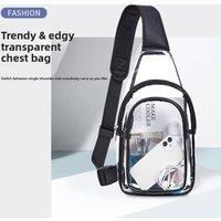 Clear Sling Bag Heavy Duty PVC Transparent Chest Pouch With Wide Padded Strap Anti Theft For Stadium Security Concerts Men Women