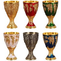 Hot Sale 1Pcs Mini 30ml Spirits Cup Vodka Goblet New European Style Liquor Glasses Wedding Chalices Retro Alloy Red Liquor Glass