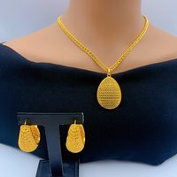 Luxury Indian Gold Plated Twisted Necklace Earrings Jewelry Set For Women Nigeria Dubai African Bridal Wedding Party Gift