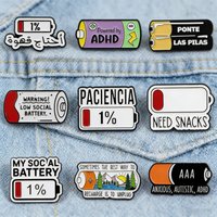 Funny Low Battery & Social Anxiety Enamel Pin 'I Tried' Quote Brooches for Backpacks Unique Cute Accessory Gift for Friends