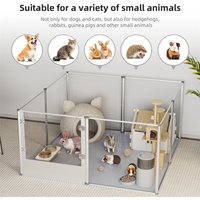 6/7/8/10 Panels Indoor Pet Whelping Pen Clear Acrylic Dog Playpen Fence Guinea Pigs Rabbit Kennel Cage with Waterproof Pad