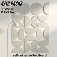 Decorative Bulletin Board Felt Wall Tiles Semi-Circle Self-adhesive Wall Stickers with Removable for DIY Home Office Decoration