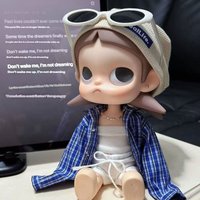 For Zsiga1/8 Dolls Clothes 2026 New Modelblue Checkered Shirt Set Cute Cartoon Doll Dress Up Hat Sunglasses Decorations