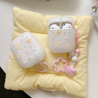 Creative Simple Colorful Star Graffiti With Pendant Shockproof Protective Earphone Cover Case for AirPods 1 or 2 3 4 Pro 2 Pro 3