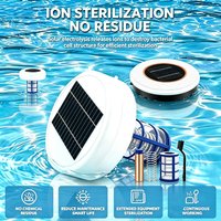 Solar Pool Ionizer Floating Copper Ion Water Purifier, Chlorine-Free Algae Inhibitor for Swimming Pool Hot Tub Spa W/ Brush