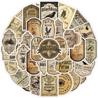 52PCS Vintage Potion Label Stickers - Mystical Alchemy Decals for Witchcraft Jars, Spell Books&Halloween( Anime Worlds Store)