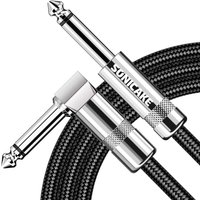 SONICAKE Braided Guitar Cable 3m/6m 6.35mm Audio Cable 1/4" Straight to Straight, Straight to Right Angle Black