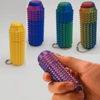 Funny 3D Printed Spiky Fidget Toy Button Click & 360° Rotate Palm Massage Stress Relief Keychain Sensory Toy Autism ADHD Adults