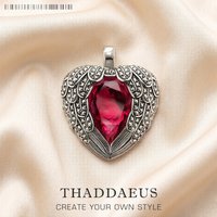 Pendant Wings Red Heart,Brand New 925 Sterling Silver Jewelry Europe Romantic Crystal Gift For Woman