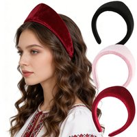 AWAYTR Velvet Sponge Crown Hair Band Fashion Fabric Hair Hoop Wide Edge Kokoshnik Headband Hair Accessories Festival Hairband