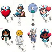 1pc nurse design Retractable Badge Reel - Durable Acrylic ID Holder for Nurses, Office Workers & Students,