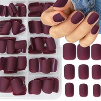 120PCS/Box Matte Deep Red Nail Press For Women'S Short Square Fake Nail Short Coffin Acrylic Nail Press Suitable For Diy Nail