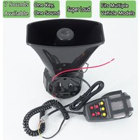 12V 7-Tone Super Loud Siren Horn PA Megaphone Speaker ABS Iron Universal for Car Motorcycle Truck RV Boat Modified Warning Horn