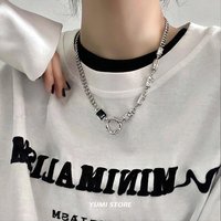2024 Irregular Ring Zircon Necklace For Women Men Titanium Steel Hip Hop Unisex Sweater Chain New Korean Fashion Jewelry Choker