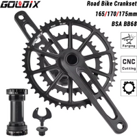 GOLDIX Ultralight Road Bike Crankset 50-34T/52-36T/53-39T for 3 Bolt Double Chainring 165/170/175mm Length Hollow Bicycle Crank
