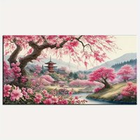 1pc 80X40Cm Japanese Sakura Tree Landscape 5D Diamond Painting Cherry Blossom Landscape Full Diamond Mosaic Kits