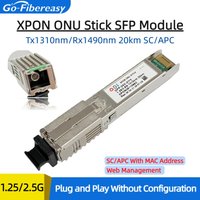 1.25G/2.5G SFP XPON Stick ONU With MAC SC Connector 1310nm/1490nm DDM Pon Module Ont 20KM Modem OLT ONU MAC XPON=EPON/GPON