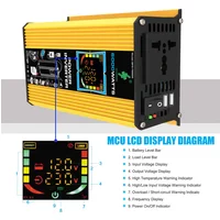 6000W Inverter DC 12V To AC 110V / 220V Vehicle Solar Power Inverter with Dual USB Digital Display for RVs and Small Appliances
