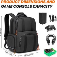 Backpack for X Box Xbox Series S Game Console Gamepad with Separate Storage Room Console Headset Pockets Organizer Travel Bag
