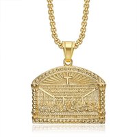 Vintage Christian Cross The Last Supper Pendant Gold Silver Color Stainless Steel Oil Painting Necklace for Woman Man Jewelry