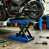 500KG Heavy Duty Motorcycle Lift Scissor Jack, Adjustable Motorbike Repair Lift Stand, Anti-Slip Wide Platform Hoist, Steel Motorcycle Maintenance Jack for Garage Workshop