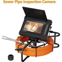 7' IPS HD Endoscope Camera with DVR 16GB, 0-20 Times Zoom Sewer Camera, IP68 Waterproof, 6-8 H Inspection Camera 20-50M
