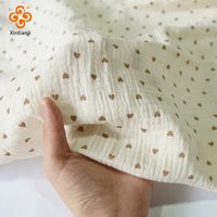 0,5 m/1 m/2 m weicher Khaki-Herzdruck, doppelter Krepp-Gaze-Stoff, 100 % Baumwollstoff, DIY-Nähen, Kleidung, Baby, atmungsaktive Textur