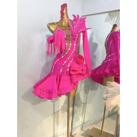 Latin Dance Costume, Rhinestone Women's Clothing, High-end Custom Chest, Feather Fish Bone Skirt, Samba Performance Dress