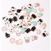 Duarte 10Pcs/Lot Cartoon Animal Charms Enamel Dog Cat Charms Pendants for Jewelry Making Necklaces Earrings DIY Crafts Supplies