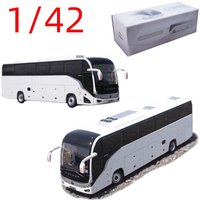 Diecast 1/42 Scale Yutong Bus C12PRO Tourist Bus Model Alloy Overseas Highway Bus Van Play Vehicles Model Collectible Display