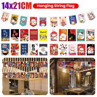 Japanese Style Hanging String Flag Sushi Restaurant Lucky Cat Bunting Banners Izakaya Home Happy Birthday Halloween Wedding Deco
