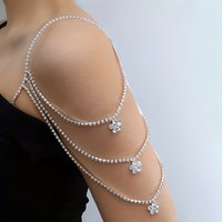 1PCS Flower Pendant Shoulder Strap Women Luxury Jewelry Rhinestone Shoulder Body Chains Harness Festival Accessories