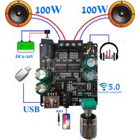 Carte amplificateur de puissance numérique Bluetooth 5.0, 2x100W, haut-parleur AUX 2.0 CH, stéréo, musique domestique, Module sans fil, amplificateur Audio