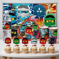 Super Ninja Theme Party Supplies Disposable Tableware Paper Plates Cup Spiral Backdrop Birthday Decor Scene Layout Ornament Gift