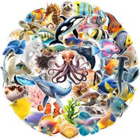 50 Pcs Double-Sided Transparent Marine Animal Graffiti Stickers - PET Waterproof Decor for Walls, Books RecordingYourLife Store