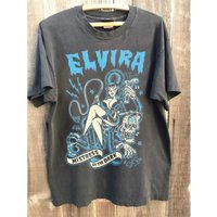 Men's and women's round neck cotton T-shirt fashionable casual top classic 1990s Elvira Mistress of The Darkness printed T-shirt
