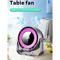 Cooling Fan Electric USB Rechargeable 100Speed Portable Table Night Light Digital Display 4000mAh No-Punch Wall Mount Strong Fan